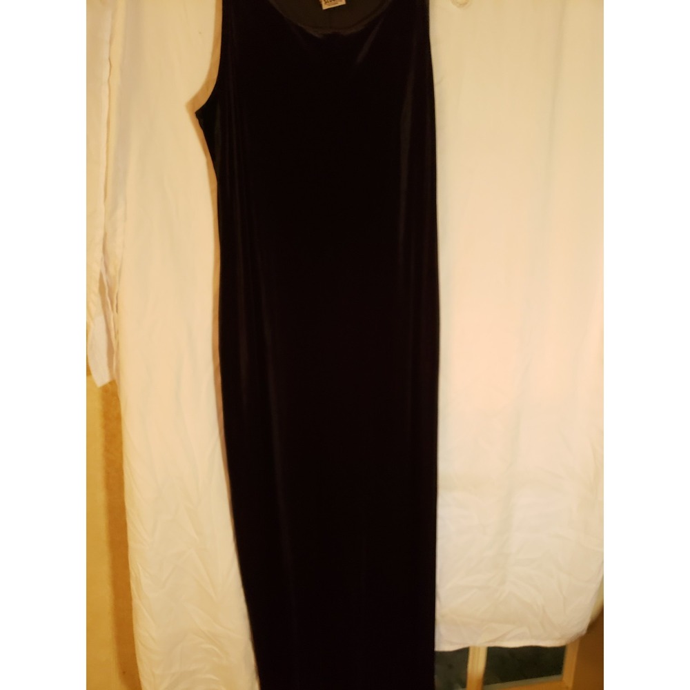 Women's Knapp Studio Black Velvet Sleeveless Maxi Dress Size L